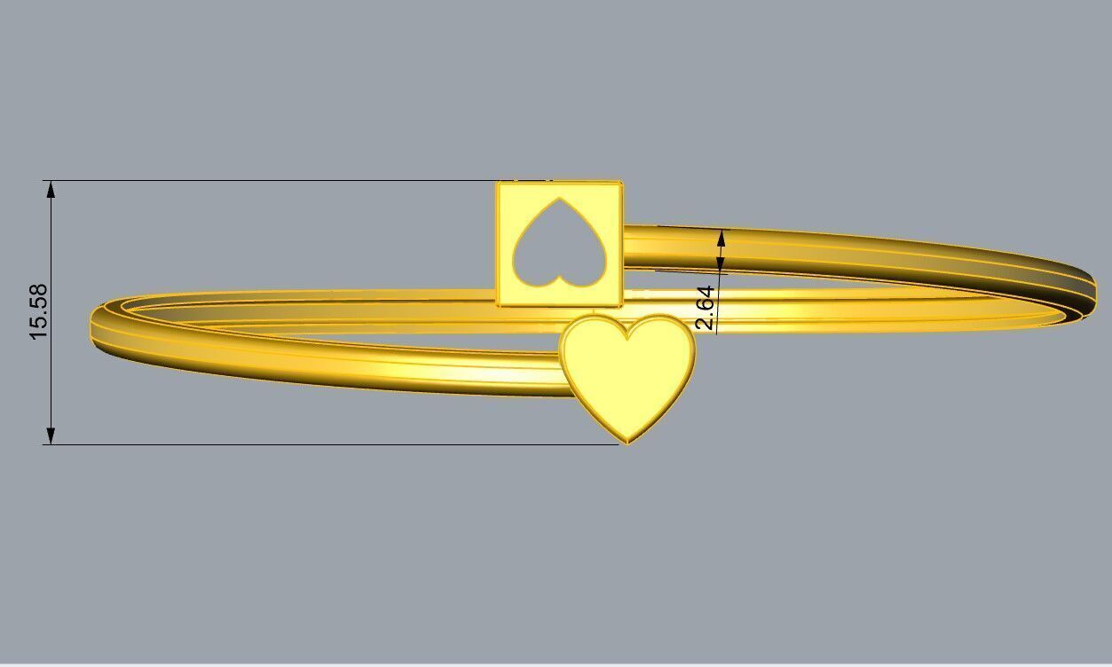 Heart bracelet 3D print model_2