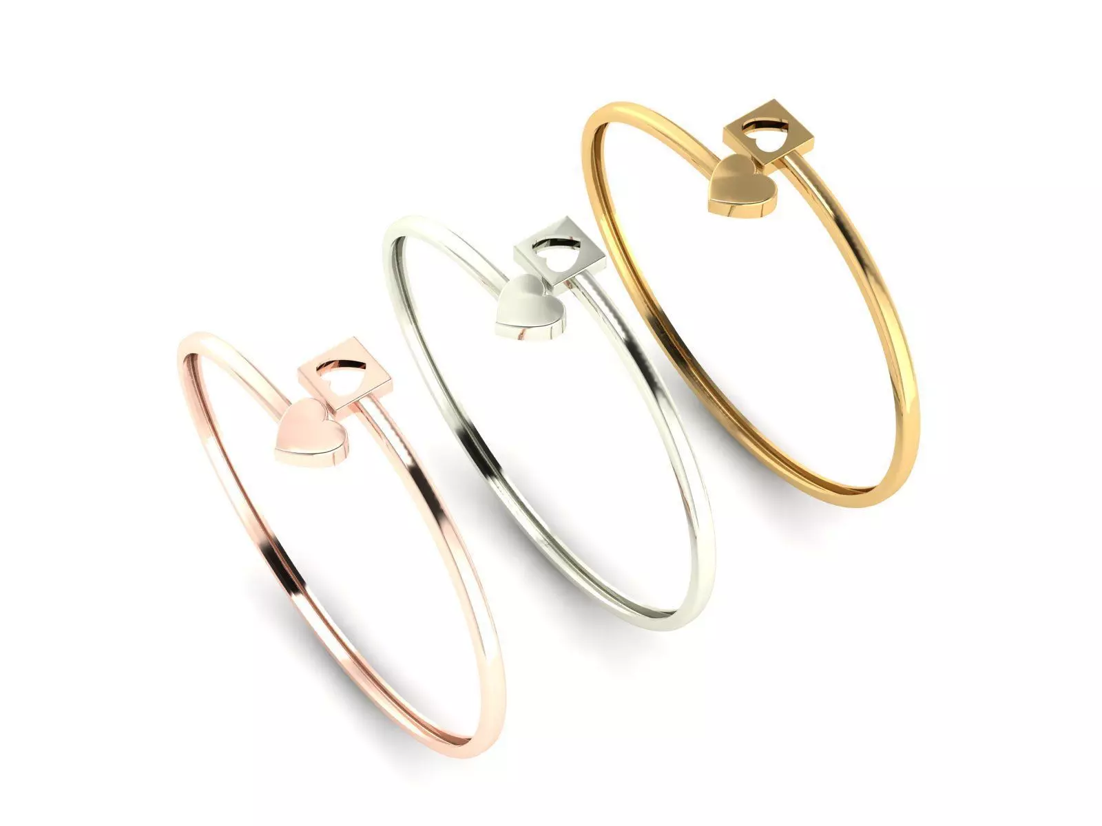 Heart bracelet 3D print model_0