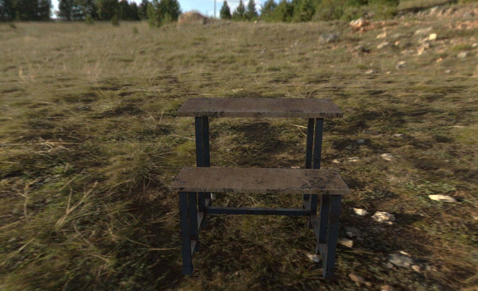 old school bench low poly 3d model Low-poly 3D model_2