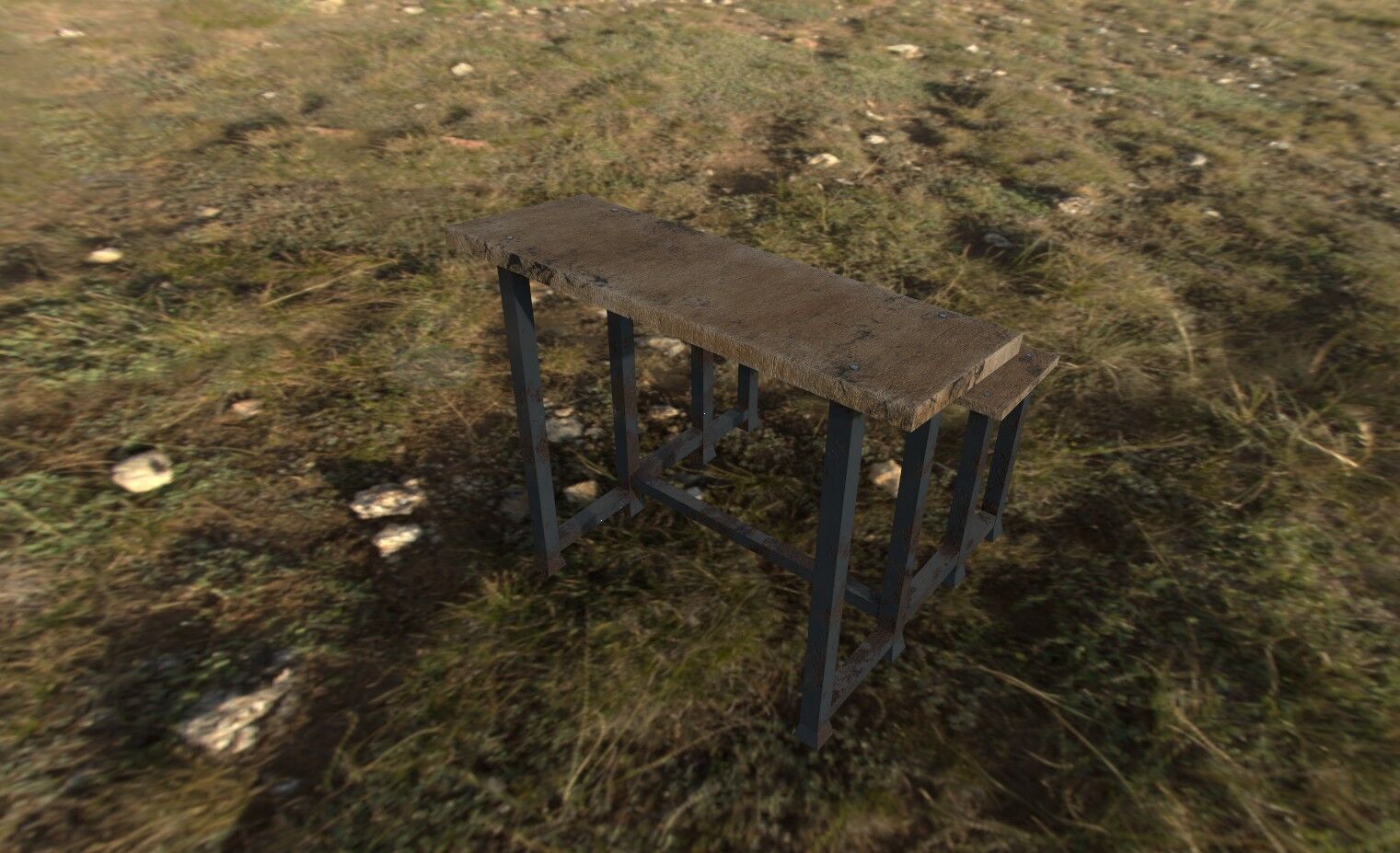 old school bench low poly 3d model Low-poly 3D model_1