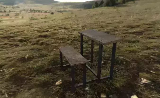 old school bench low poly 3d model