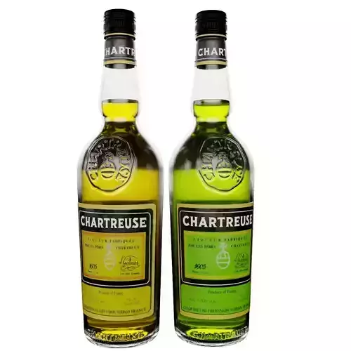 Green and Yellow Chartreuse Bottle 3D model