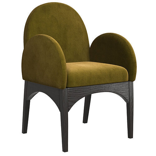 Waldorf Chenille Fabric Upholstered Dining Arm Chair 3D model 3