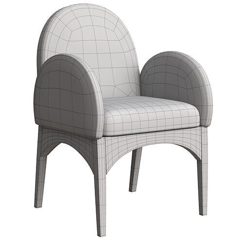 Waldorf Chenille Fabric Upholstered Dining Arm Chair 3D model 5