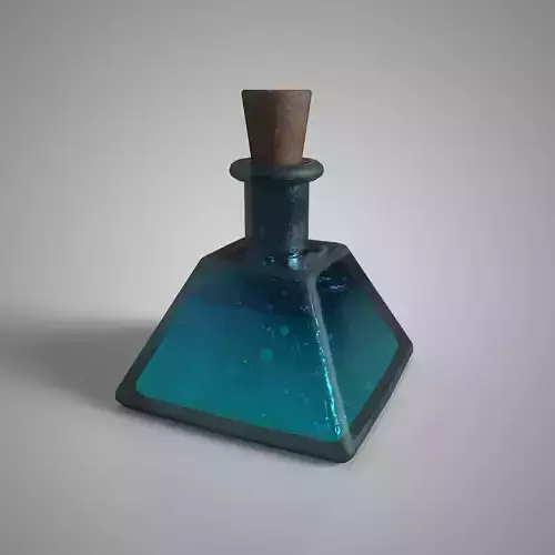 Fantasy Potion Bottle Teal Essence Elixir Game-Ready 3D Asset
