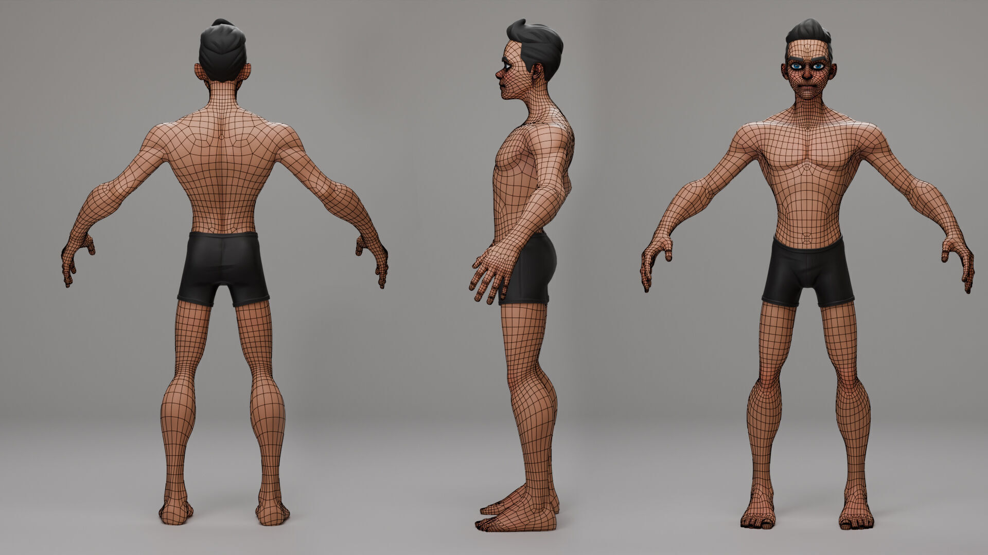 Teenage Boy Base Mesh Stylized 3D Character Model Low-poly 3D model_5
