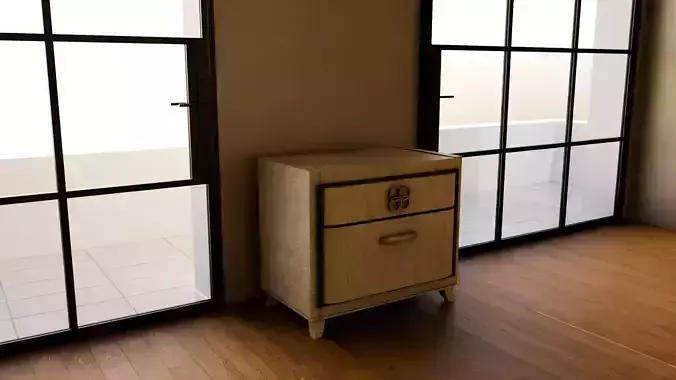 Modern Wooden night stand-2K Polygons -Game Ready Manifold model