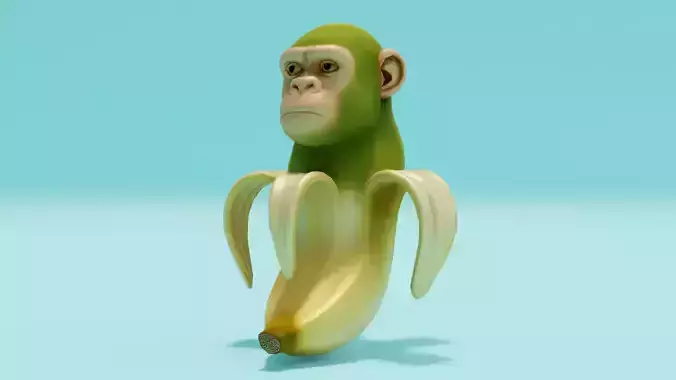 Chimpanzini Bananini Italian brainrot Low Poly Character Low-poly 3D model