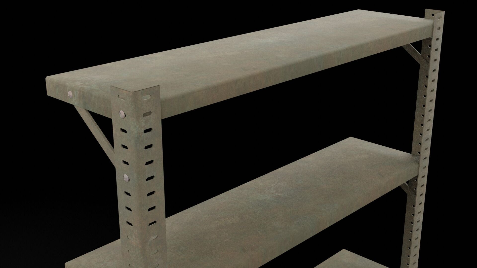 Three Wall Shelves Low-poly 3D model_7