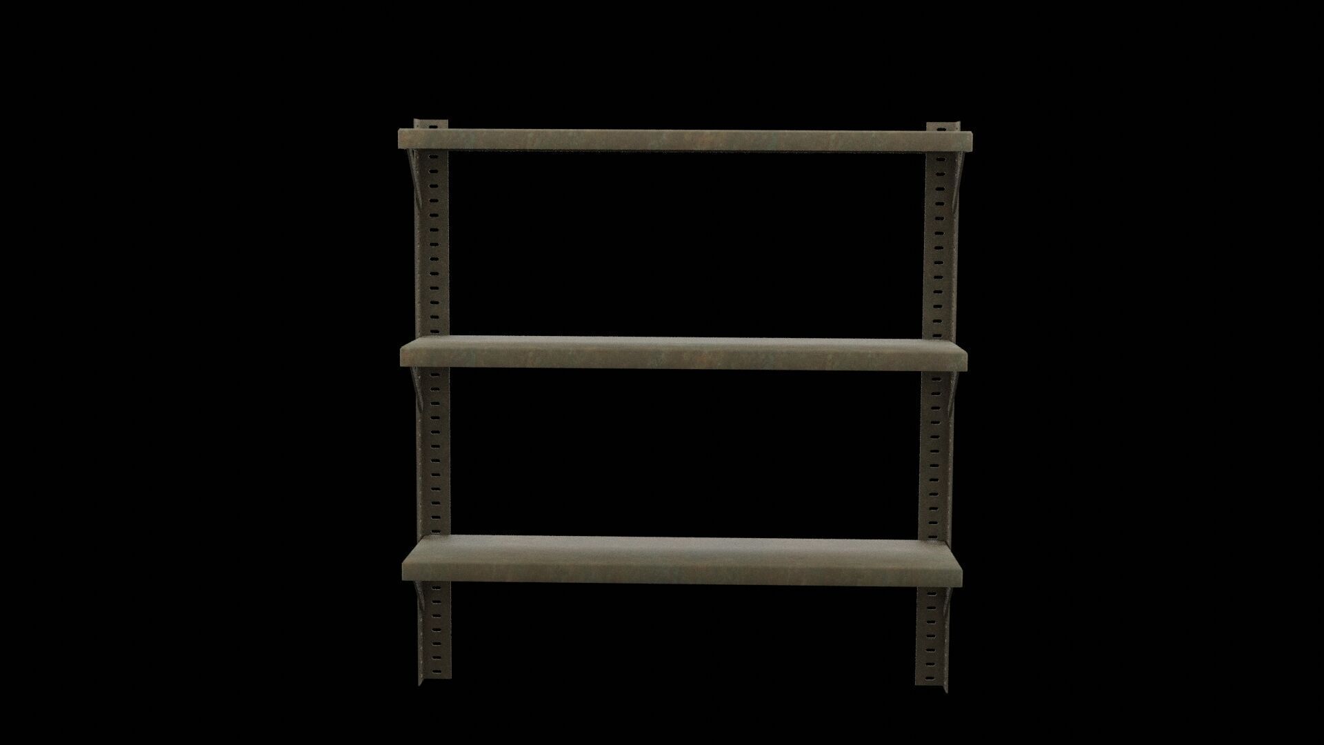 Three Wall Shelves Low-poly 3D model_5