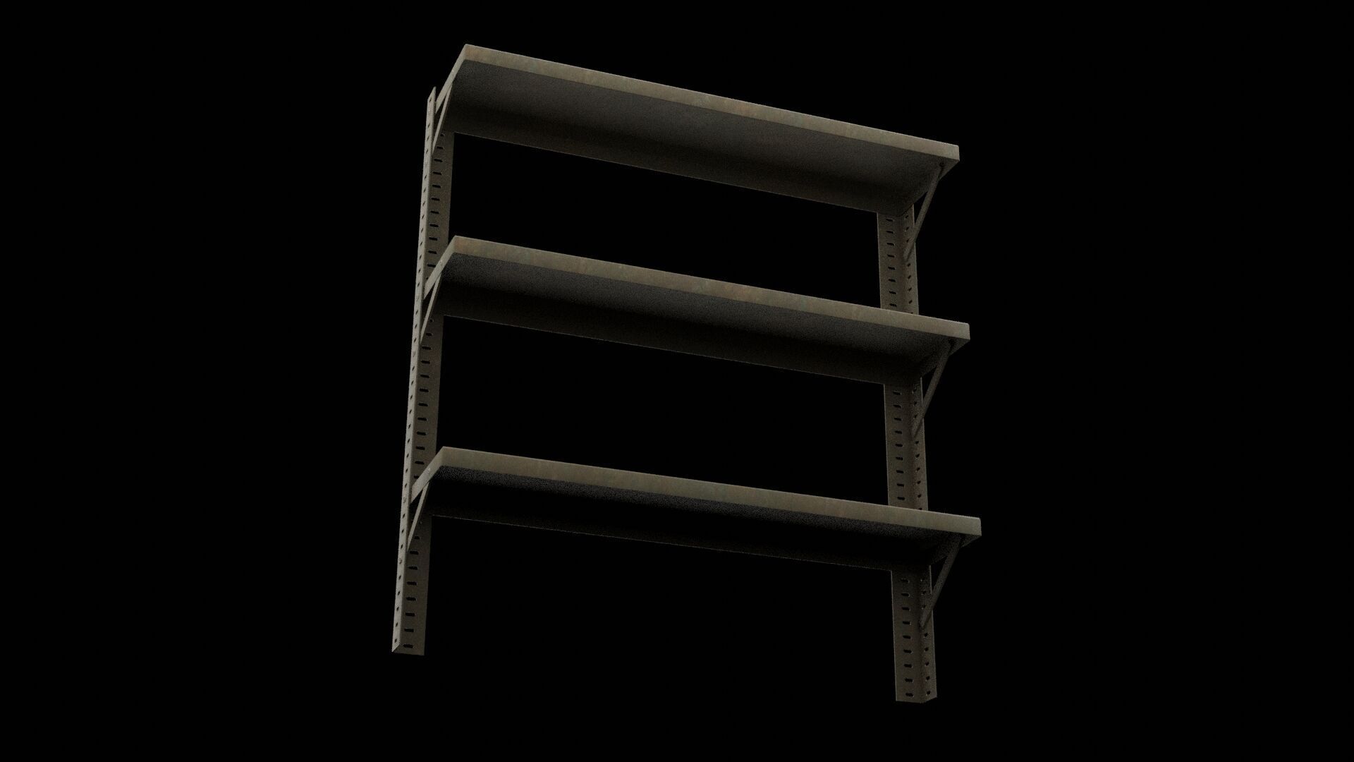 Three Wall Shelves Low-poly 3D model_6
