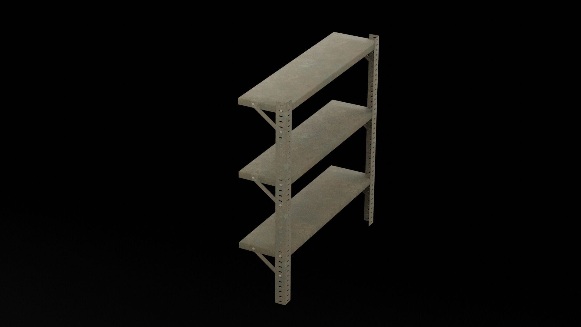 Three Wall Shelves Low-poly 3D model_2
