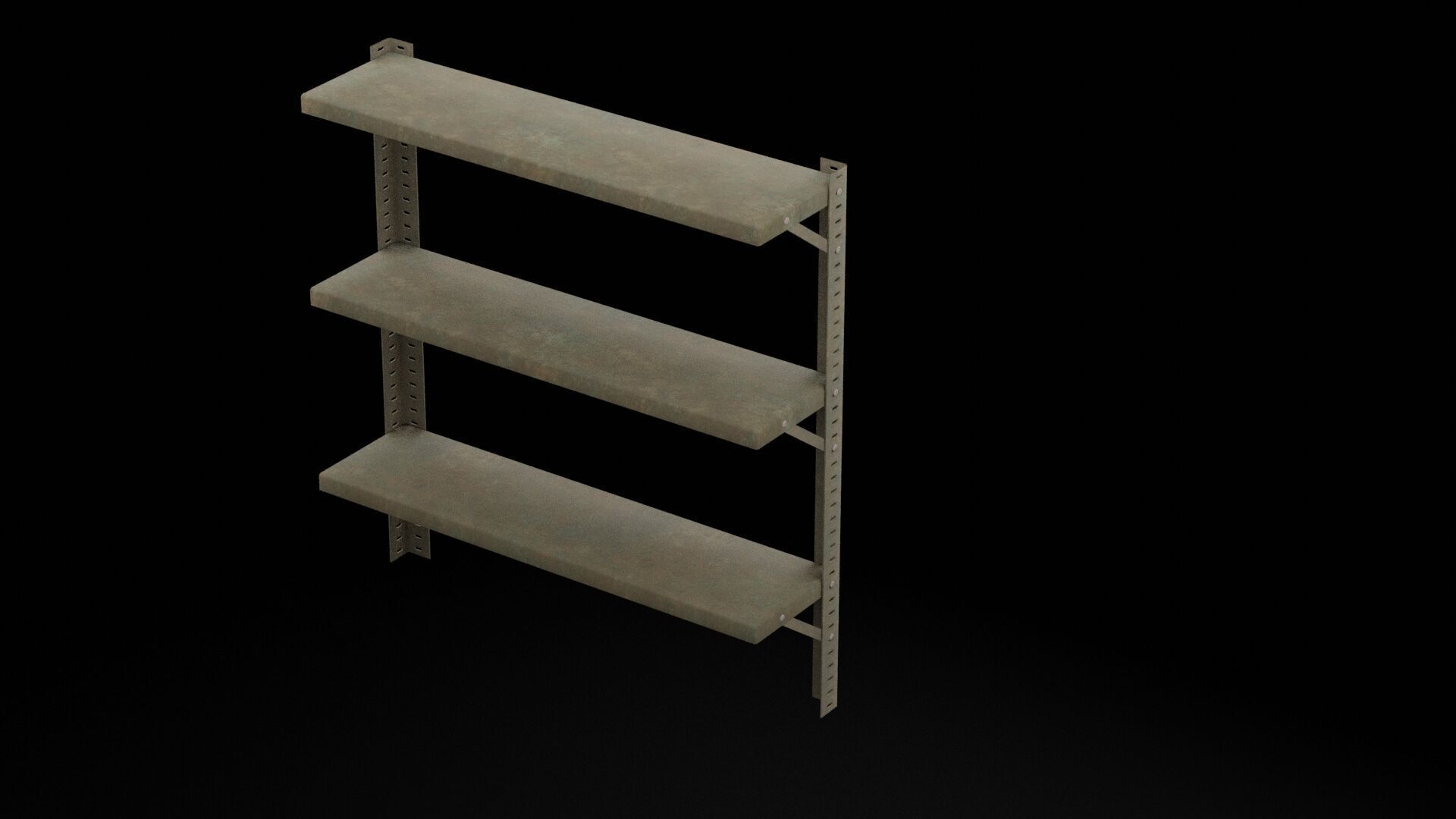 Three Wall Shelves Low-poly 3D model_3