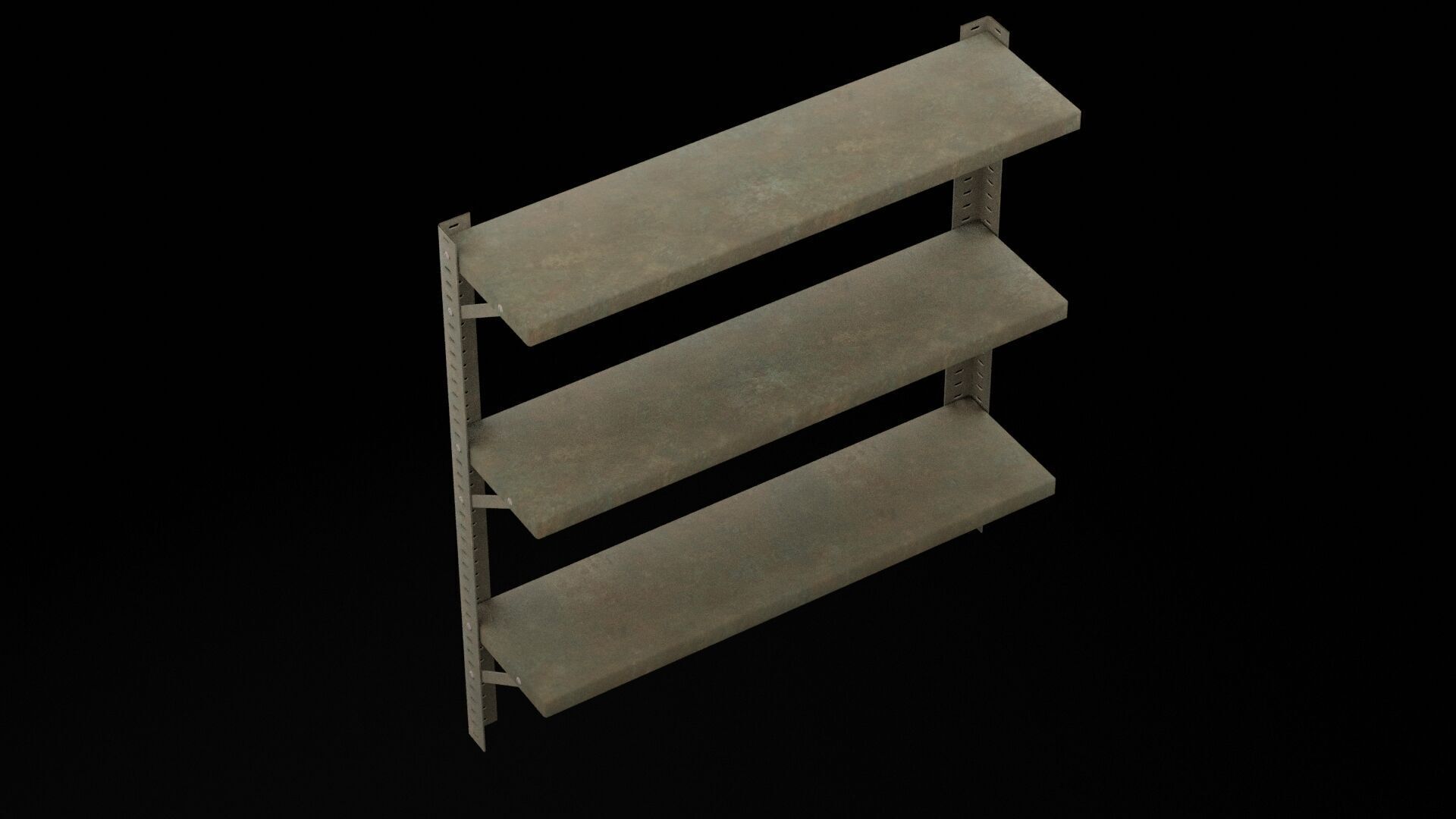 Three Wall Shelves Low-poly 3D model_1