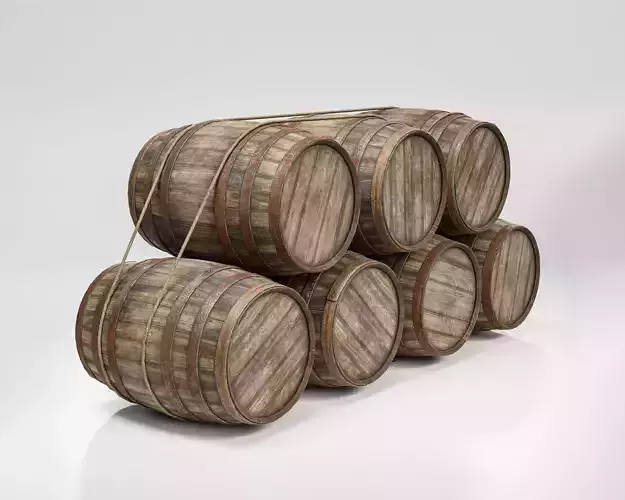 Barrels stack Low-poly 3D model