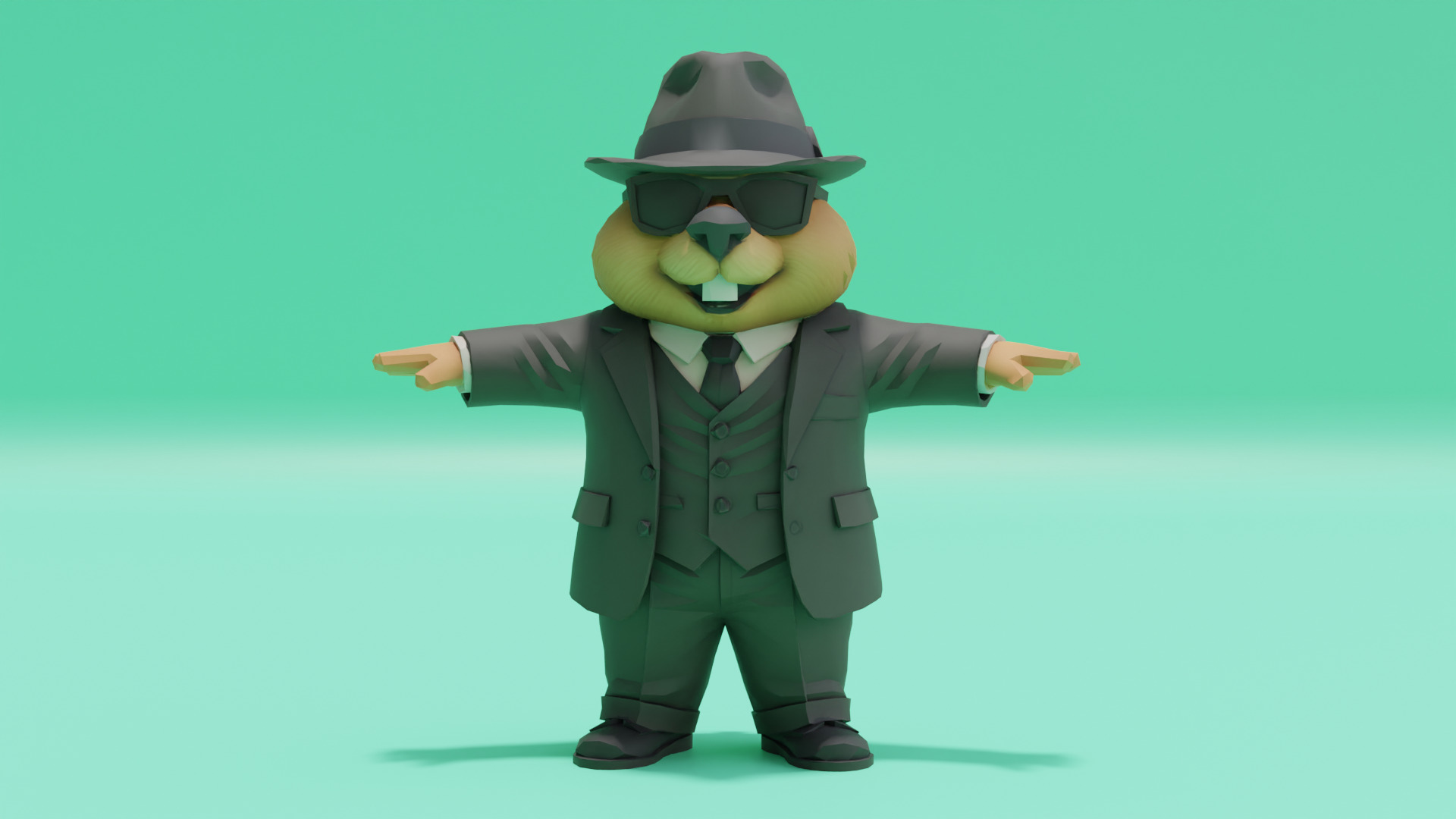 Bobritto bandito T-Pose Italian brainrot Low Poly Character Low-poly 3D model_11