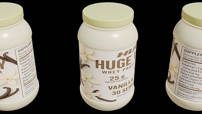 Protein powder container Low-poly 3D model 2