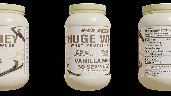 Protein powder container Low-poly 3D model 4