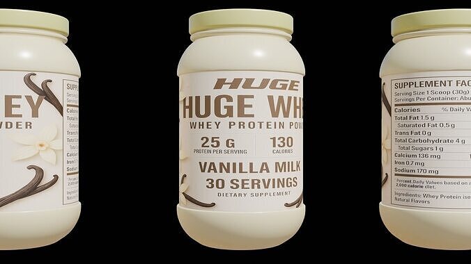 Protein powder container Low-poly 3D model 3
