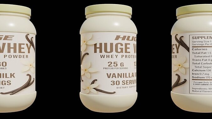 Protein powder container Low-poly 3D model 6