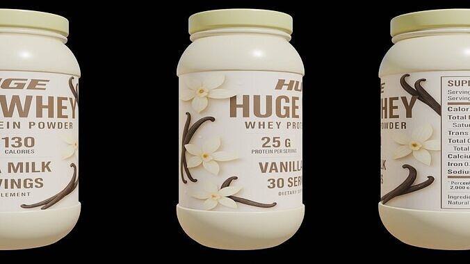 Protein powder container Low-poly 3D model 7