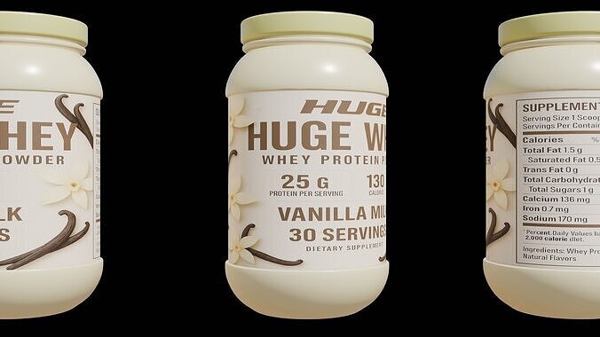 Protein powder container Low-poly 3D model 5