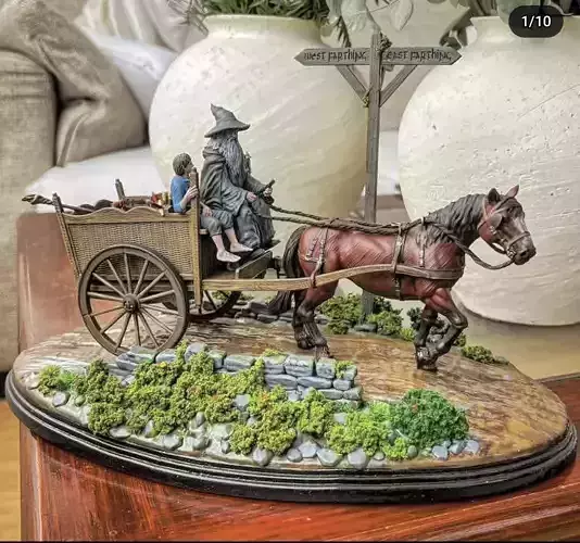 Galdalf Frodo Diorama Arrival in the Shire with Horse Cart