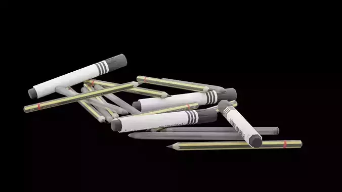 Random Scattered Pens Low-poly 3D model