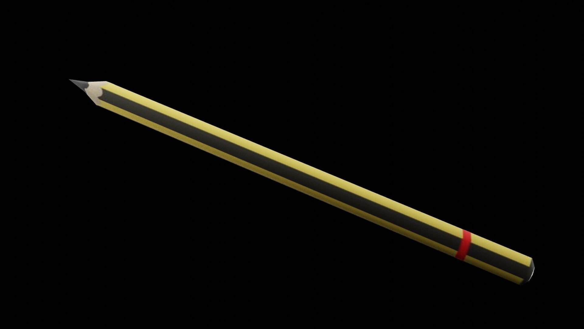 Black Yellow Pencil Low-poly 3D model_6