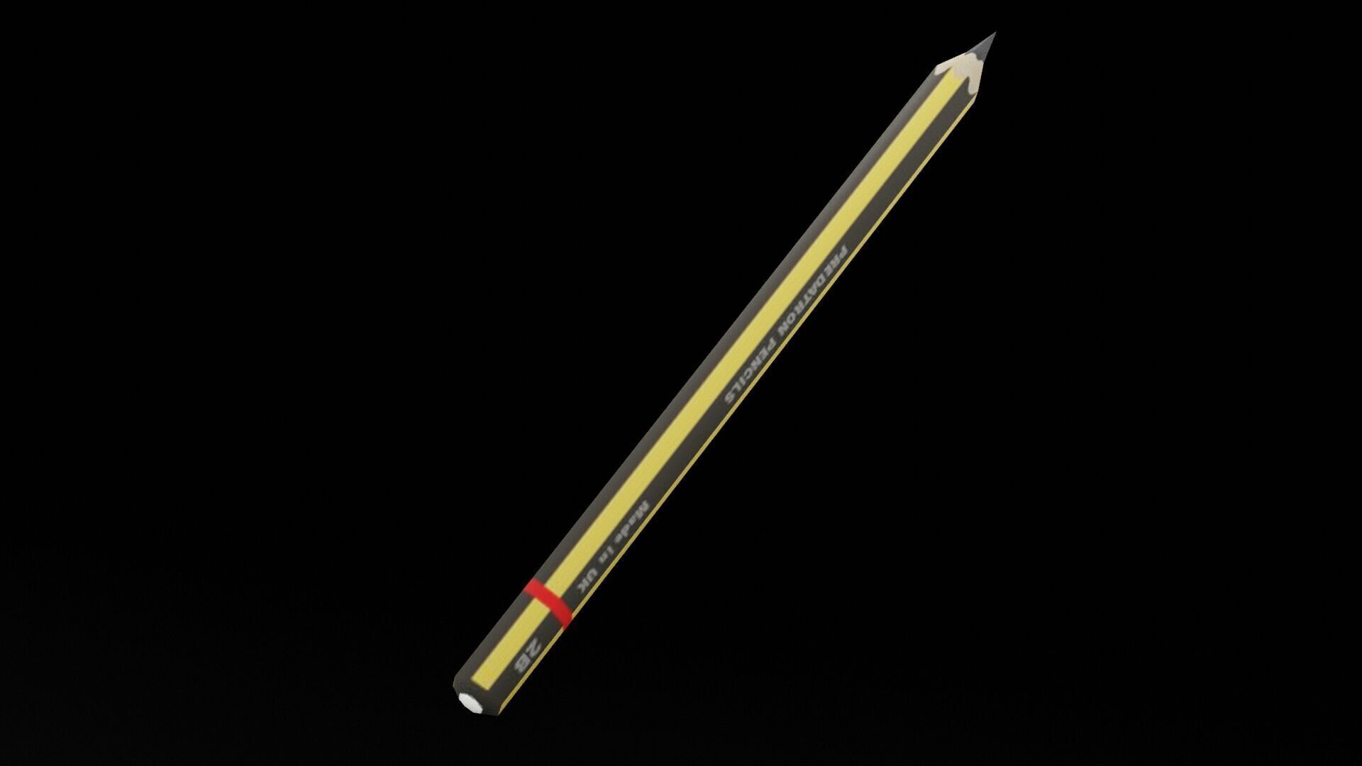 Black Yellow Pencil Low-poly 3D model_2