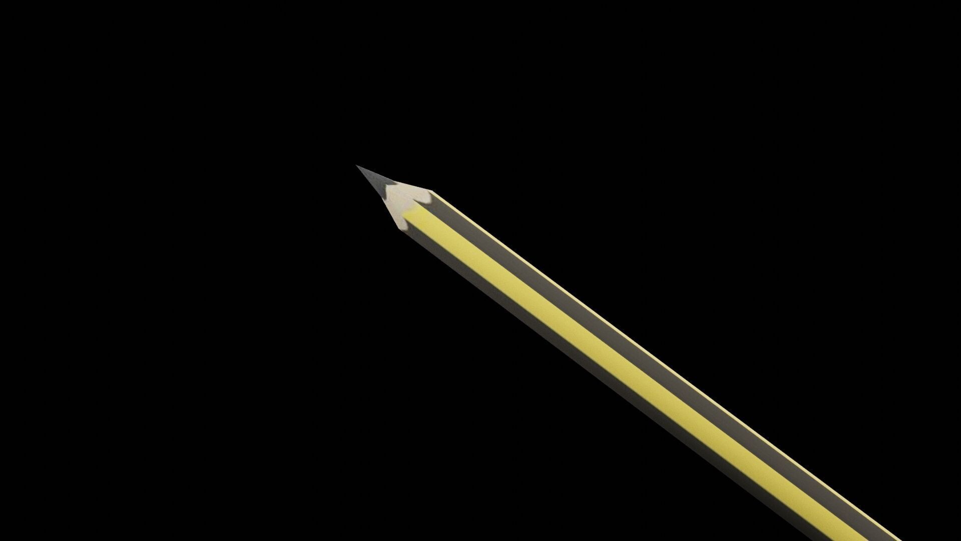 Black Yellow Pencil Low-poly 3D model_4