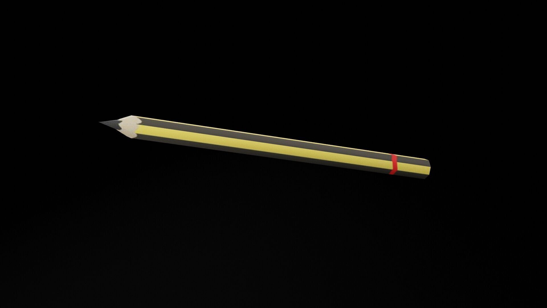 Black Yellow Pencil Low-poly 3D model_1