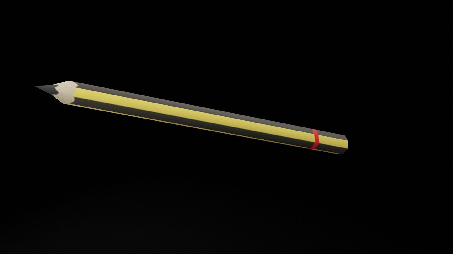 Black Yellow Pencil Low-poly 3D model_3