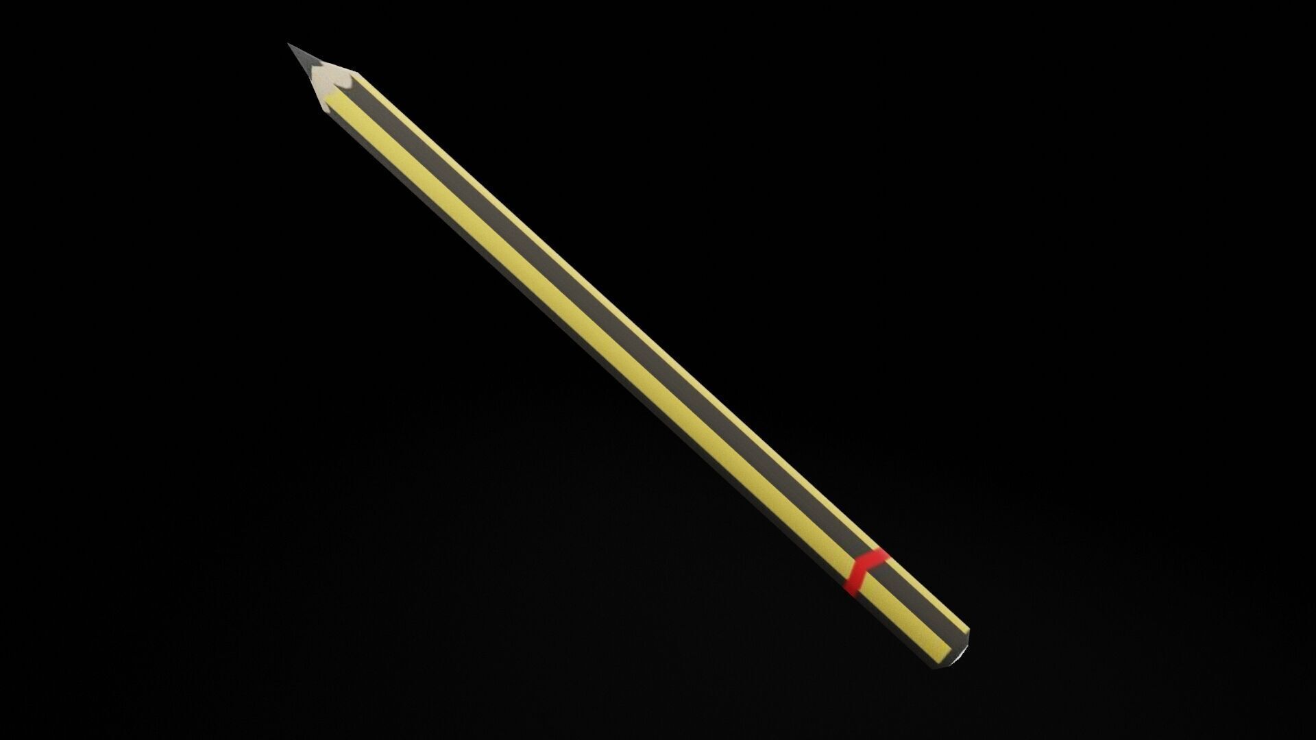 Black Yellow Pencil Low-poly 3D model_7