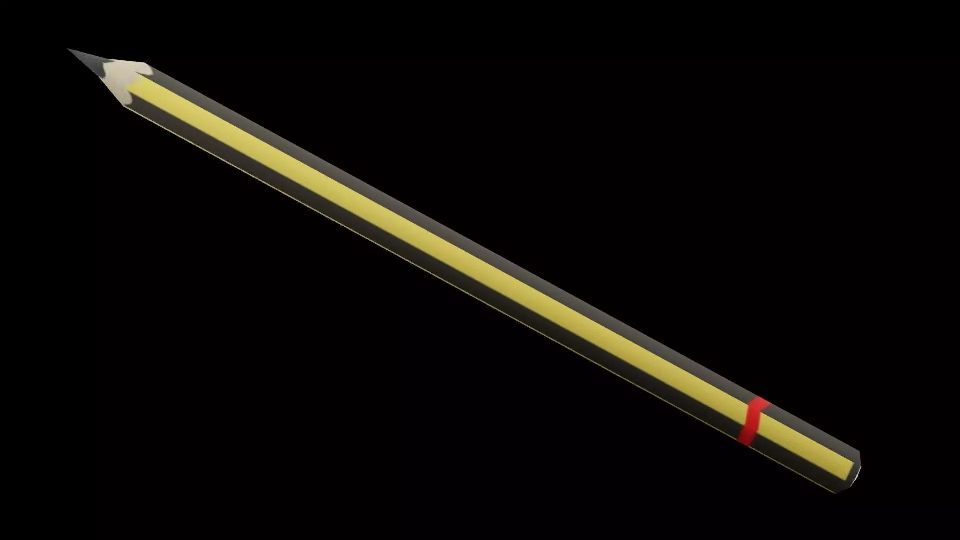 Black Yellow Pencil Low-poly 3D model_0