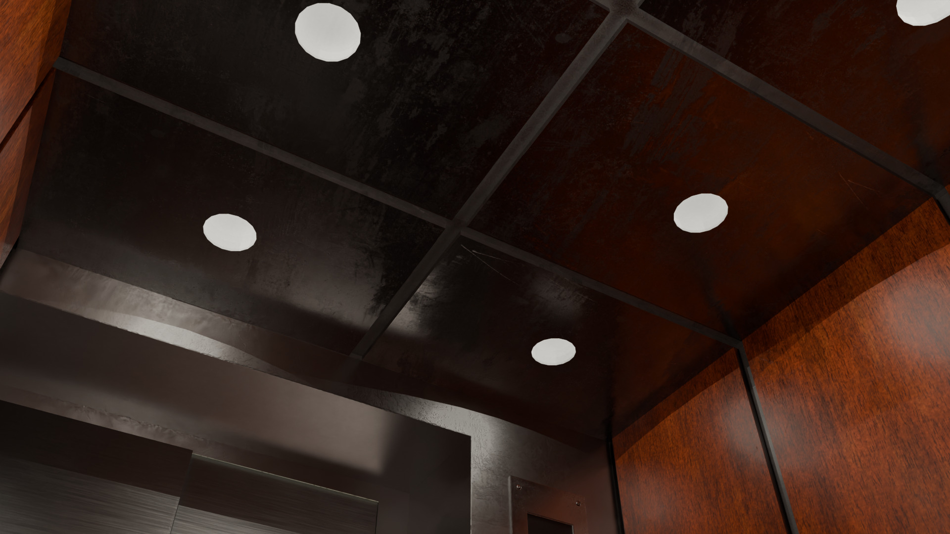 Modular Game Ready Elevator Low-poly 3D model_8