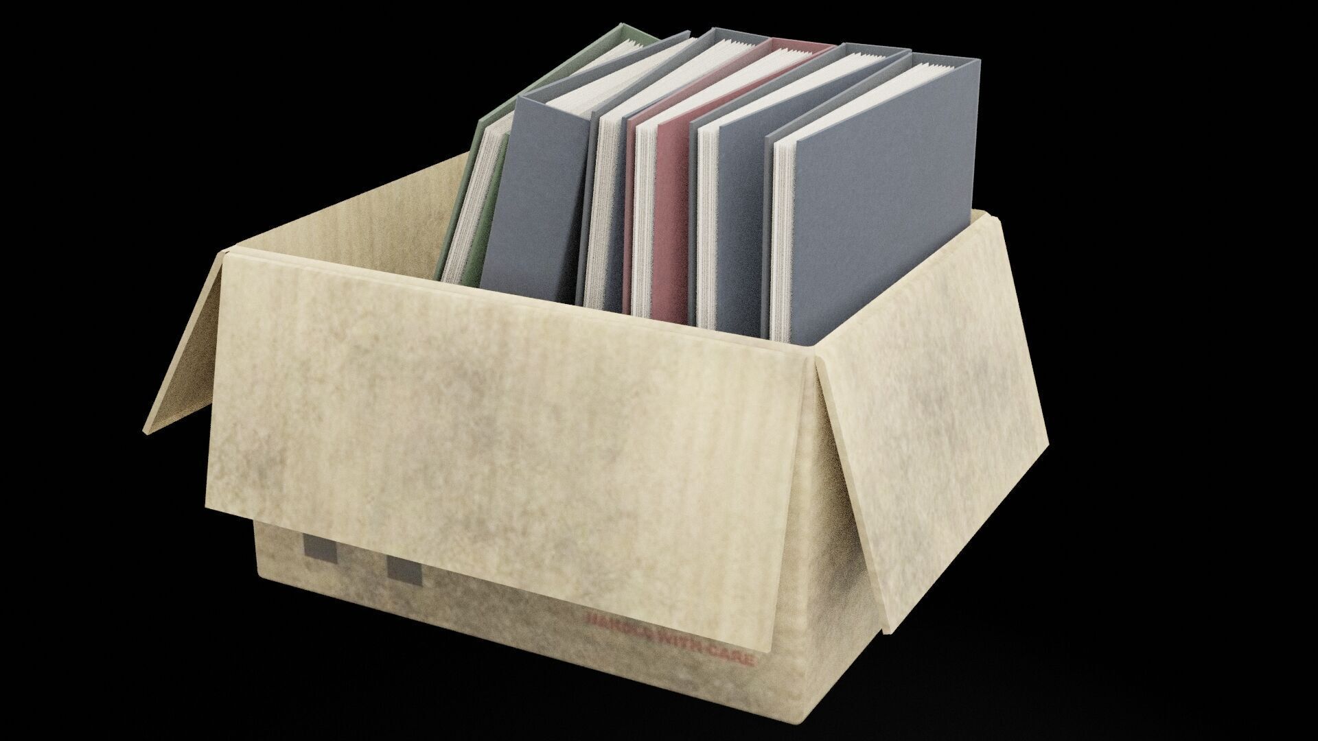 Box of Folders Low-poly 3D model_7