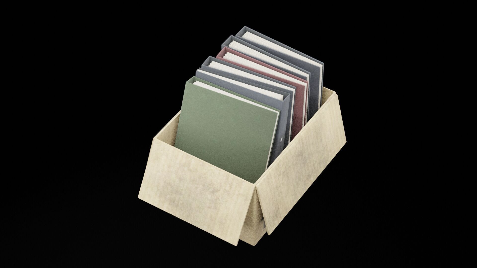Box of Folders Low-poly 3D model_1