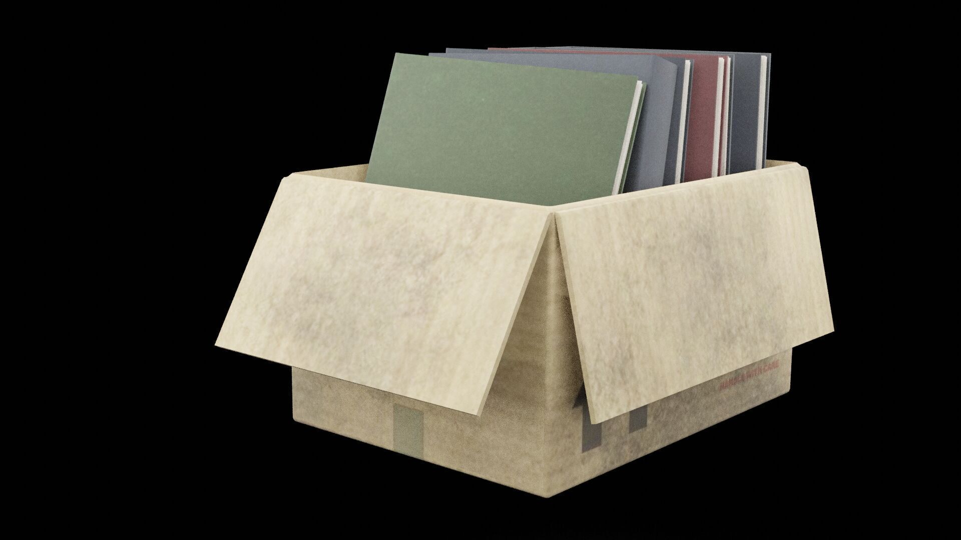 Box of Folders Low-poly 3D model_5