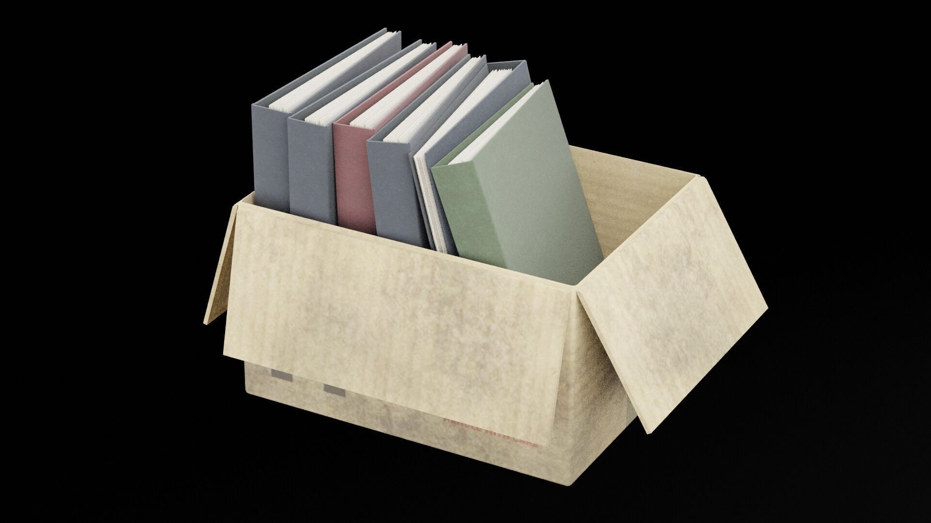 Box of Folders Low-poly 3D model_3