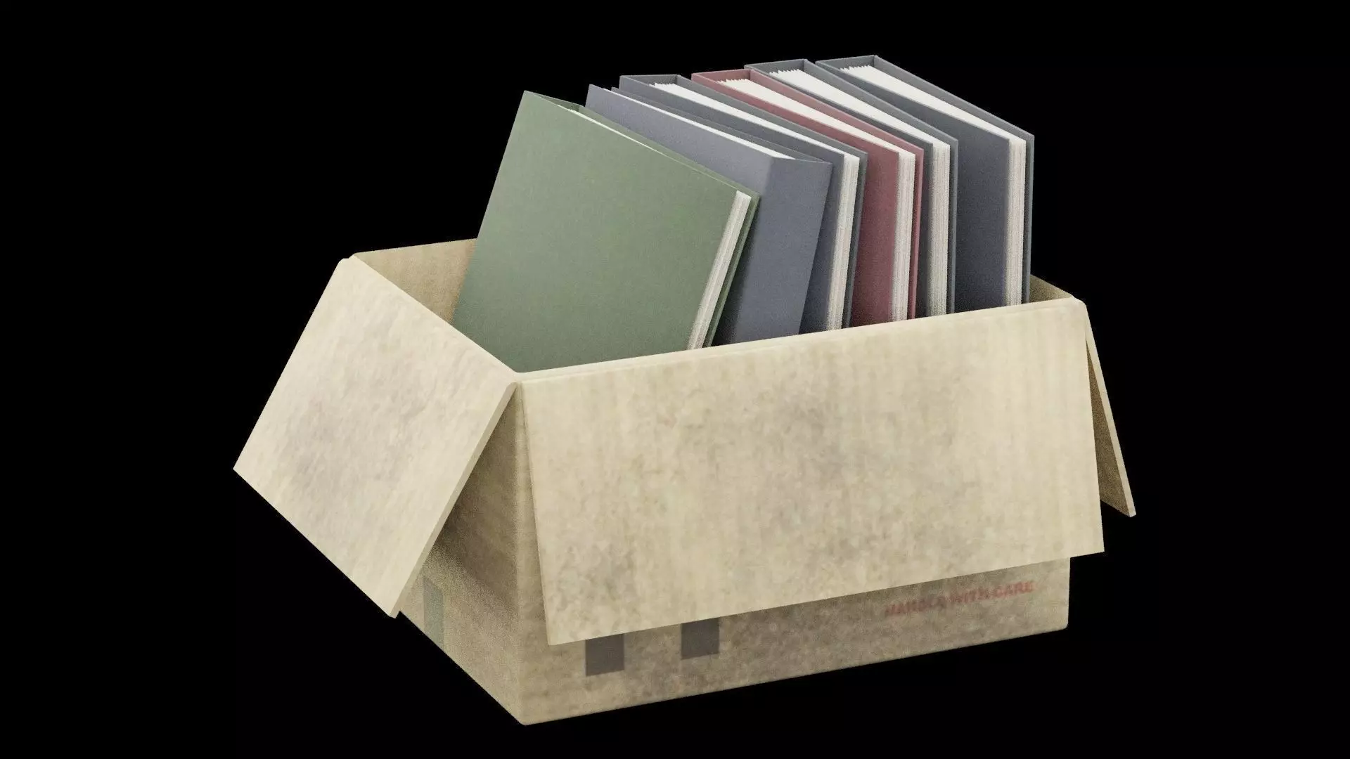 Box of Folders Low-poly 3D model_0