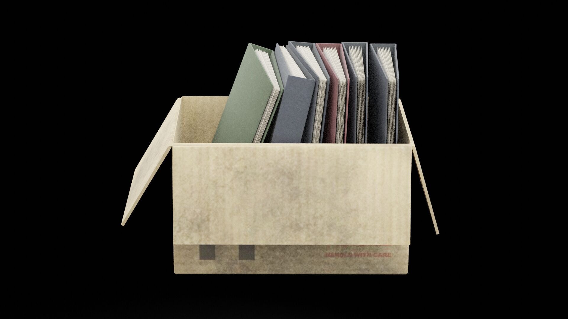 Box of Folders Low-poly 3D model_2