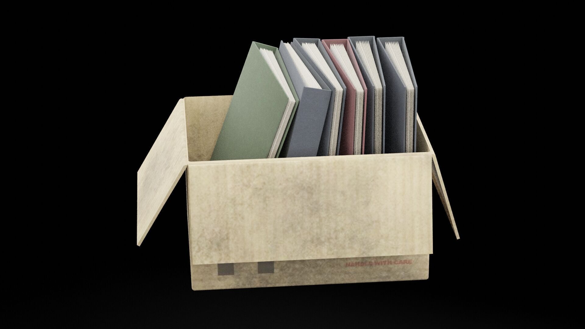Box of Folders Low-poly 3D model_4