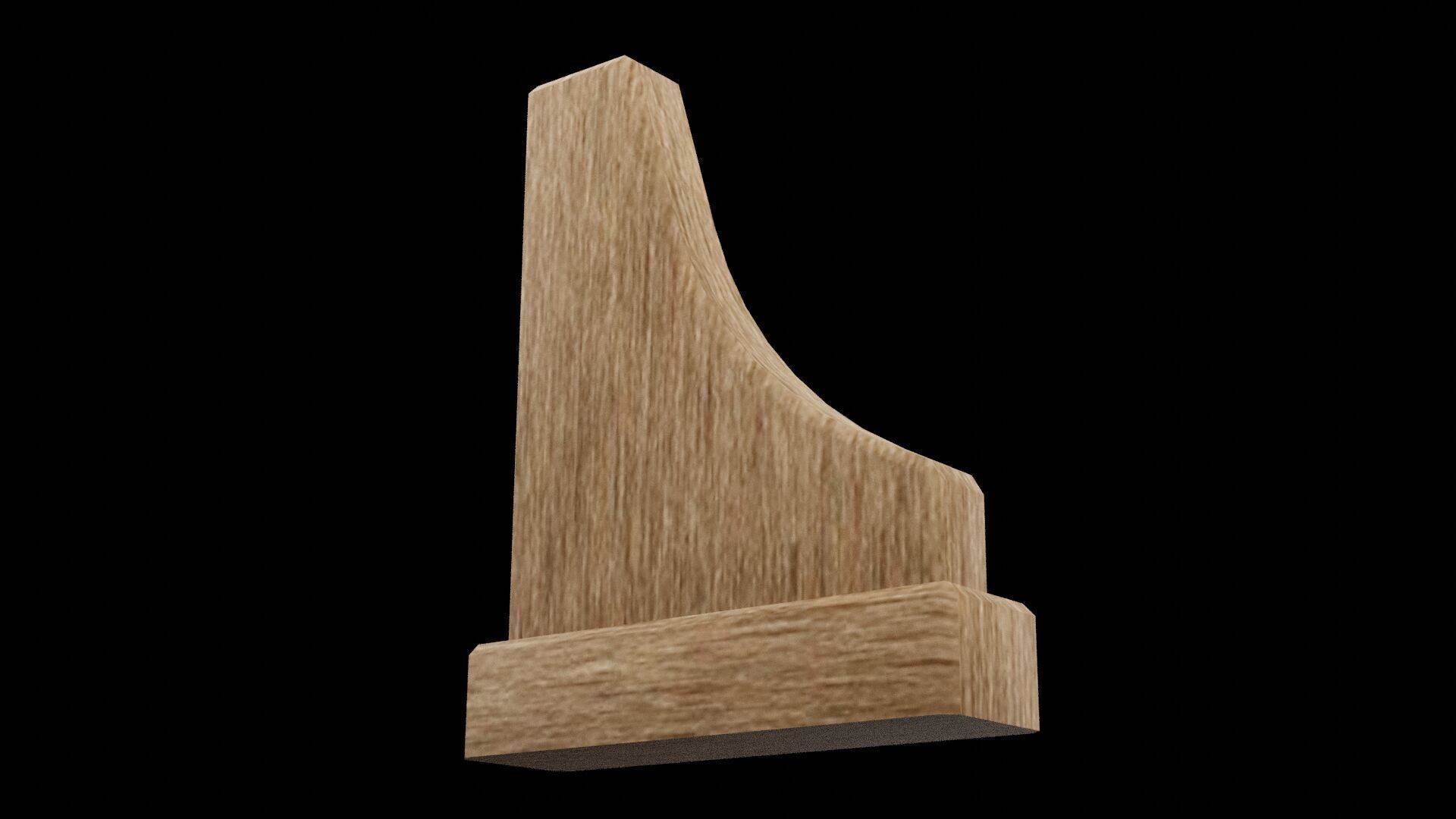 Wooden Bookend Low-poly 3D model_6