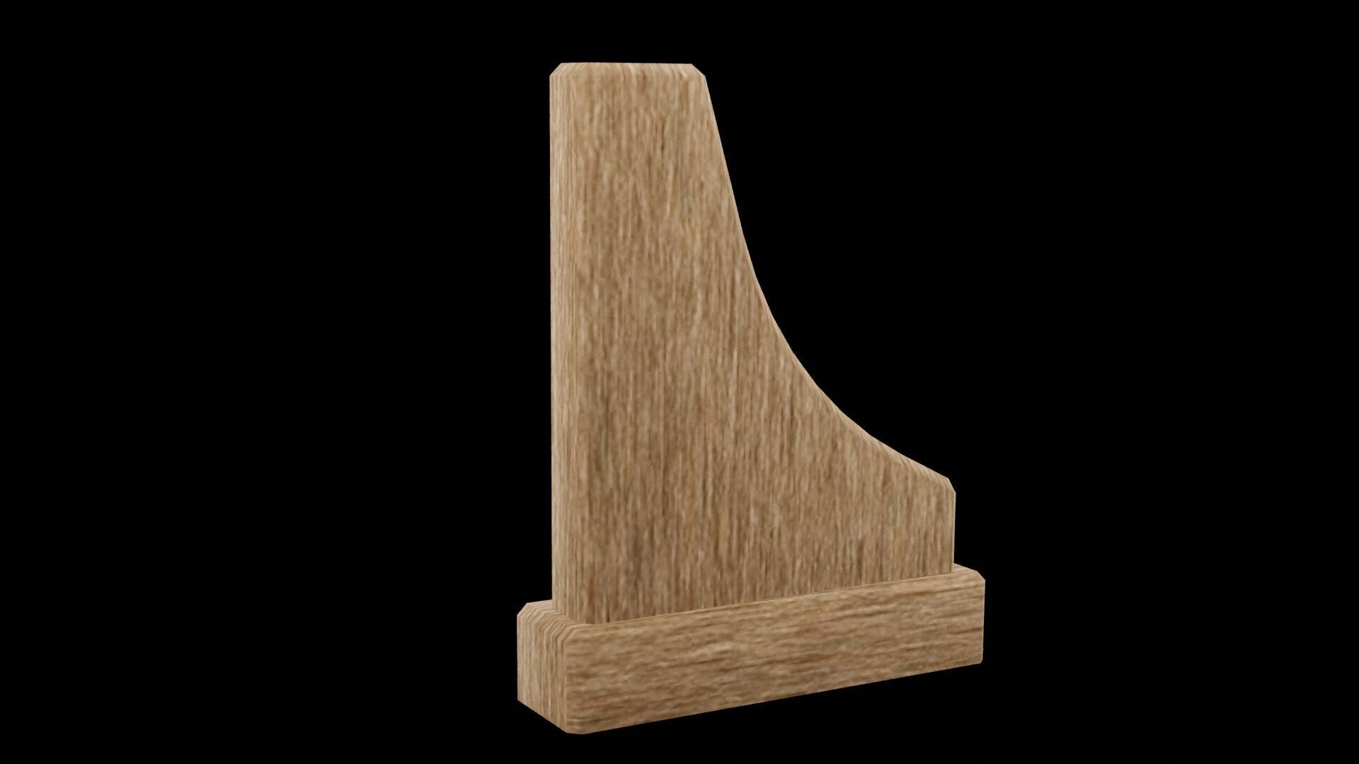 Wooden Bookend Low-poly 3D model_5