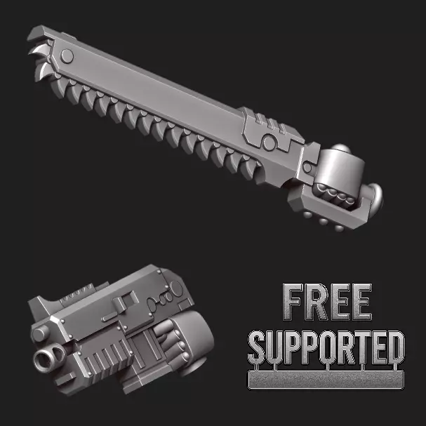 Heavy Knight Weapon Set Bolter Chainsaber Free 3D print model