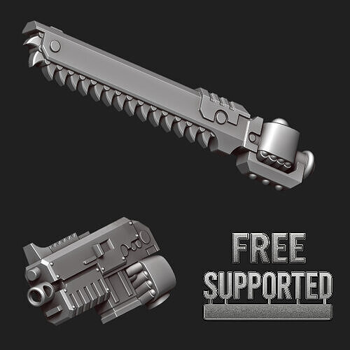 Heavy Knight Weapon Set Bolter Chainsaber  Free 3D print model