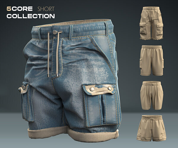 5 CORE Short COLLECTION  Low-poly 3D model