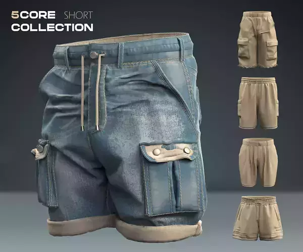 5 CORE Short COLLECTION Low-poly 3D model
