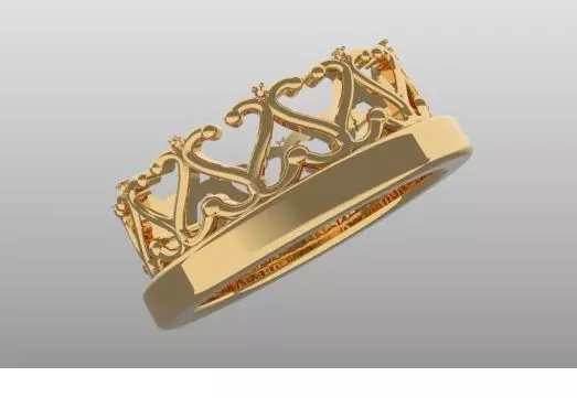 CROWN RING WITH VERY LITTLE STONES 3D print model